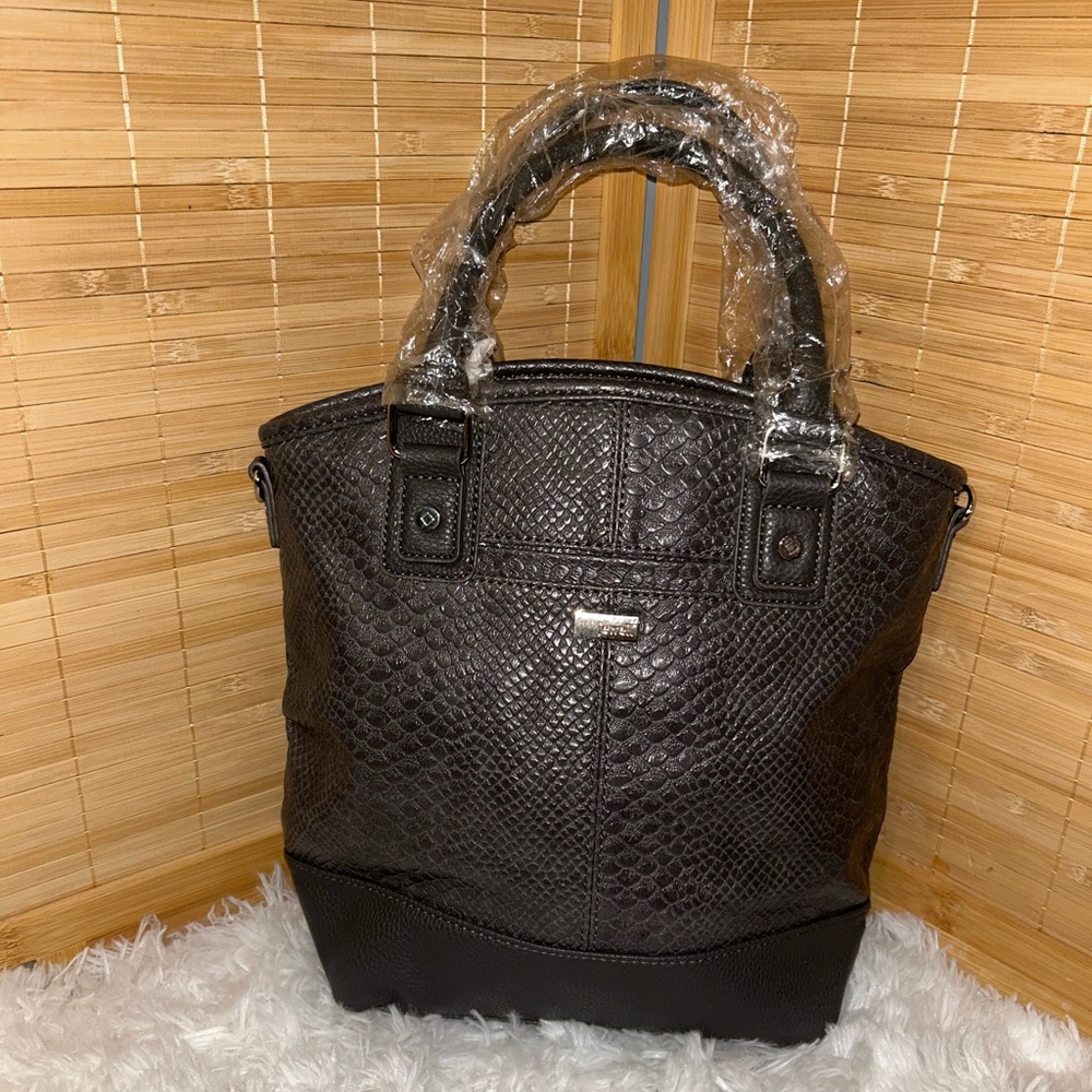 Thirty-One Jewell Couture Street City Charcoal Snake Handbag Purse NEW TOTE